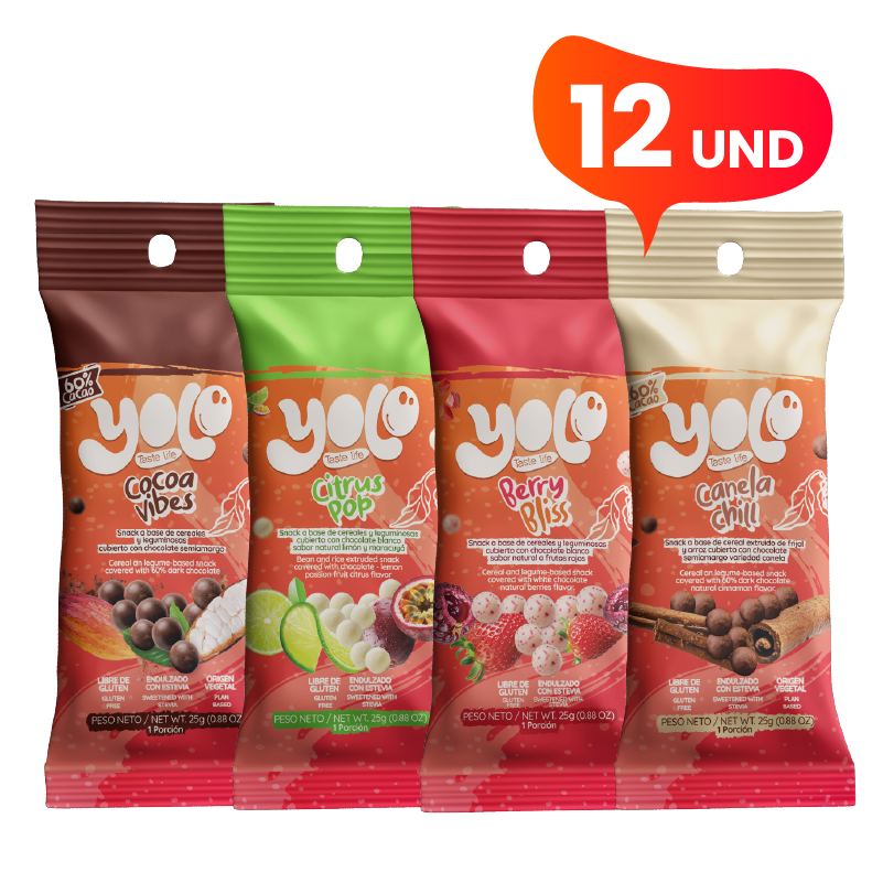 Snack de Cacao Mix de sabores (x12)
