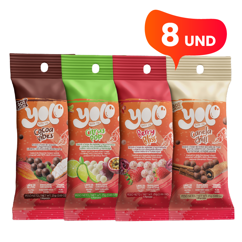 Snack de Cacao Mix de sabores (x8)